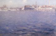 Theodore Roussel Blue Thames End of a Summer Afternoon Chelsea china oil painting artist